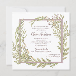 Lavender Floral Border Bridal Luncheon Kaart
