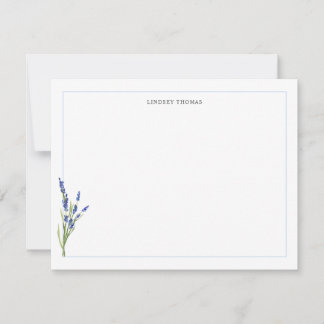 Lavender Floral Border Personalized Stationery Notitiekaartje