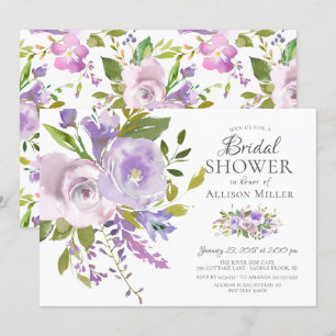 Lavender Floral Bridal Shower Invitations Kaart
