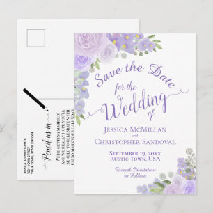 Lavender Floral Calligraphy Wedding Save the Date Aankondigingskaart