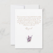 Lavender Floral Champagne Douche Message Merci (Dos)