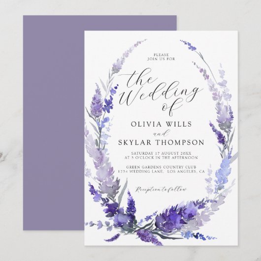 Lavender Floral Dusty Paarse Mauve Wedding Kaart (Voorkant / Achterkant)