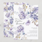Lavender Floral Easter Brunch Invitation Kaart (Voorkant / Achterkant)