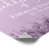 Lavender Floral Elegant Paars Wedding Welkom Poster (Hoek)