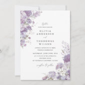 Lavender Floral Elegant Wedding Kaart (Voorkant)