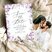 Lavender Floral Enregistrer La Date Carte photo