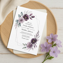 Lavender Floral Frame Wedding Invitation Kaart