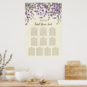 lavender floral ivory bruiloft-zitplattegrond poster (Keuken)