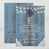 Lavender Floral Jar Dusty Blue Laced Barn Wedding Kaart (Voorkant / Achterkant)