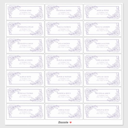  Lavender Floral Line Art gastadres Sticker (Vel)