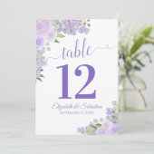 Lavender Floral Mariage Numéro de table Carte Gran (Debout devant)