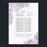 Lavender Floral Mariage Numéro de table & Noms Gra<br><div class="desc">Ces belles cartes de numéro de table mariage de grande taille comprennent un tableau de sièges ou une liste de dix noms pour faciliter à vos invités de trouver la bonne table. Elles présentent un élégant design boho chic rustique avec des roses d'aquarelle peints à la main, des fleurs et...</div>