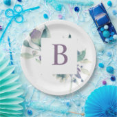 Lavender Floral Monogram Bord (Feest)