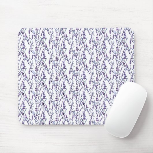 Lavender Floral on White Muismat (Met muis)
