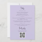 Lavender Floral Paars QR code all in one Wedding Kaart (Achterkant)