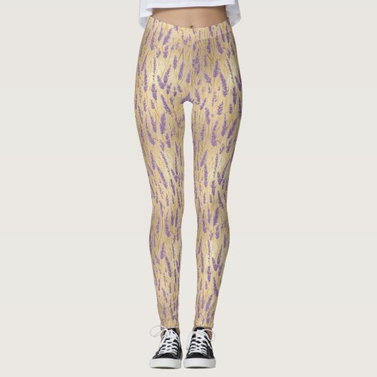 Lavender Floral Pattern Leggings (Voorkant)