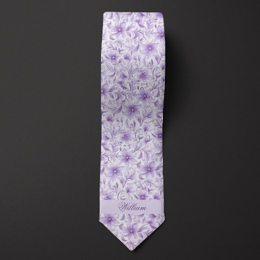Lavender Floral Pattern Stropdas