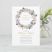 Lavender Floral Photo Celebration of Life Funeral Kaart (Staand voorkant)