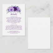 Lavender Floral Plum Paars Wedding Information Informatiekaartje (Voorkant / Achterkant)