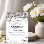 Lavender Floral Quinceañera Invitation | Elegant B Kaart