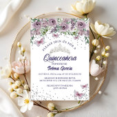 Lavender Floral Quinceañera Invitation | Elegant B Kaart