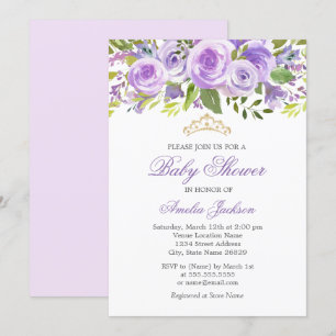 Lavender Floral Roos Girl Baby shower Kaart