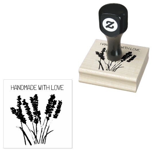 Lavender Floral Rustic Handgemaakt met liefde Rubberstempel (Gestempeld)