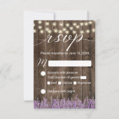 Lavender Floral Rustic String Lights Wedding RSVP (Voorkant)