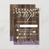 Lavender Floral Rustic String Lights Wedding RSVP (Voorkant / Achterkant)