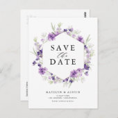 lavender floral save the date briefkaart (Voorkant / Achterkant)