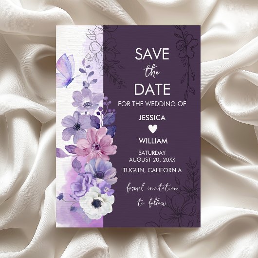 Lavender Floral Save the Date Card
