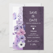 Lavender Floral Save the Date Card (Devant)