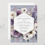 Lavender Floral Twilight Wedding Kaart (Voorkant / Achterkant)