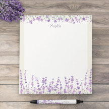 Lavender Floral Watercolor Purple Border Notepad