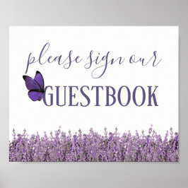 Lavender Floral Wedding Guestbook Poster