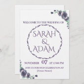 Lavender Floral Wedding Invitation Kaart (Voorkant / Achterkant)