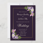 Lavender Floral Wedding Invitation Kaart (Voorkant)