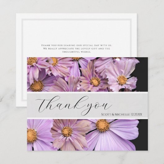 Lavender Floral Wedding Thank You Card Bedankkaart (Voorkant / Achterkant)