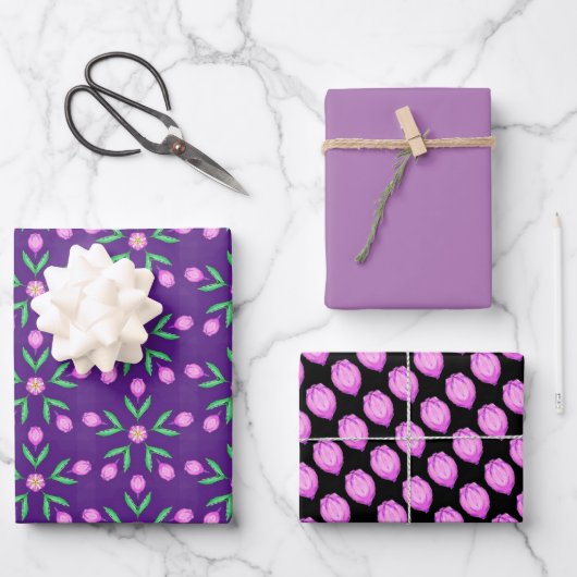 Lavender Floral Wrapping Paper Sheets (Voorkant)