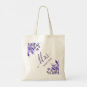Lavender florals violet script mw naam bruiloft tote bag (Achterkant)