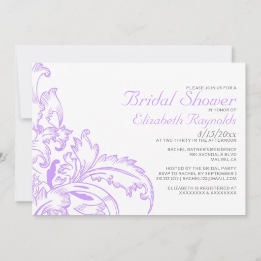 Lavender Flourissent Invitations de douche nuptial (Devant)