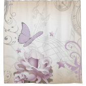 Lavender Flower, Butterfly, Music, Clocks, Clocks Douchegordijn (Voorkant)