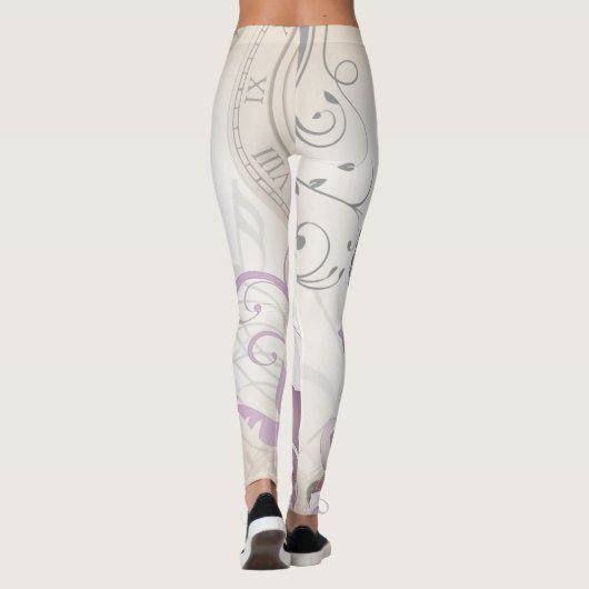 Lavender  Flower, Butterfly, Music, Clocks, Clocks Leggings (Achterkant)