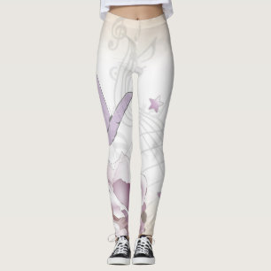 Lavender  Flower, Butterfly, Music, Clocks, Clocks Leggings