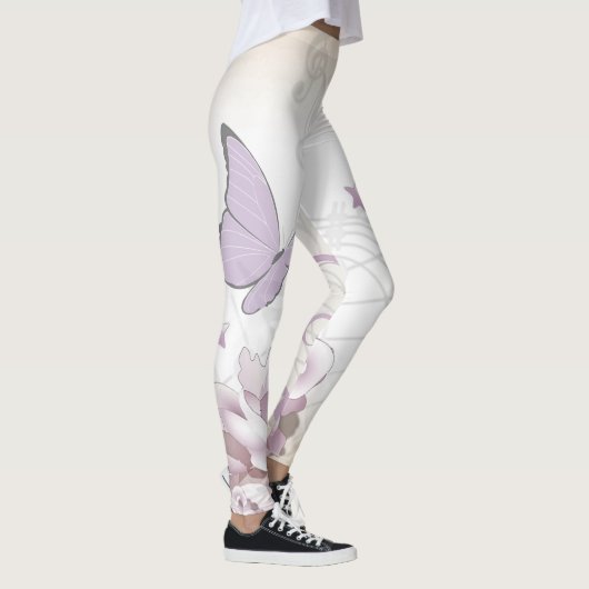 Lavender  Flower, Butterfly, Music, Clocks, Clocks Leggings (Rechts)