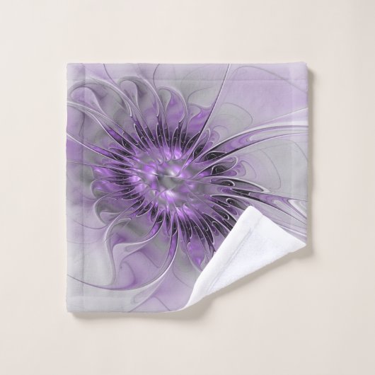 Lavender Flower Dream Modern Abstract Fractal Art Bad Handdoek (Wasdoekje)