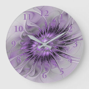 Lavender Flower Dream Modern Abstract Fractal Art Grote Klok