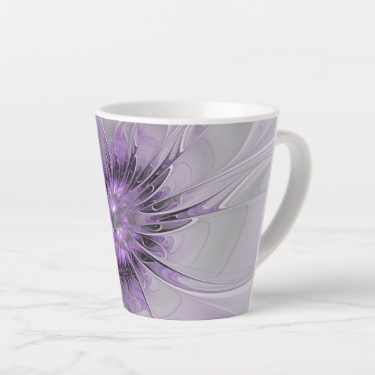 Lavender Flower Dream Modern Abstract Fractal Art Latte Mok (Rechterhoek)