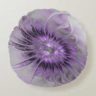Lavender Flower Dream Modern Abstract Fractal Art Rond Kussen