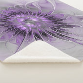 Lavender Flower Dream Modern Abstract Fractal Art Sherpa Deken (3/4)